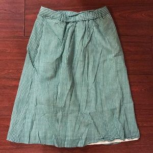J Crew Green and White Gingham Skirt 00